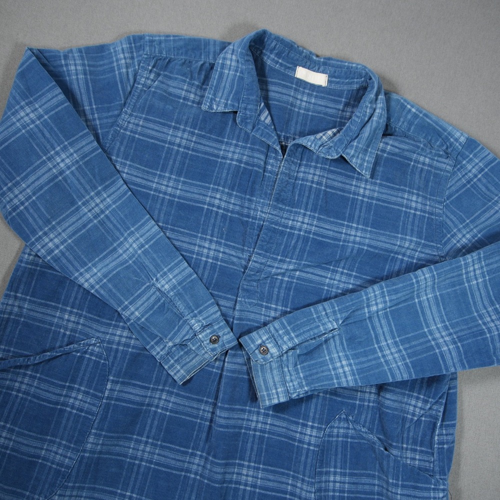 CP Shades Plaid Corduroy Pockets Long Sleeve Women Tunic Pockets L Boho Collar